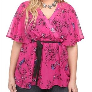 Hot pink Chiffon Kimono Top by Torrid